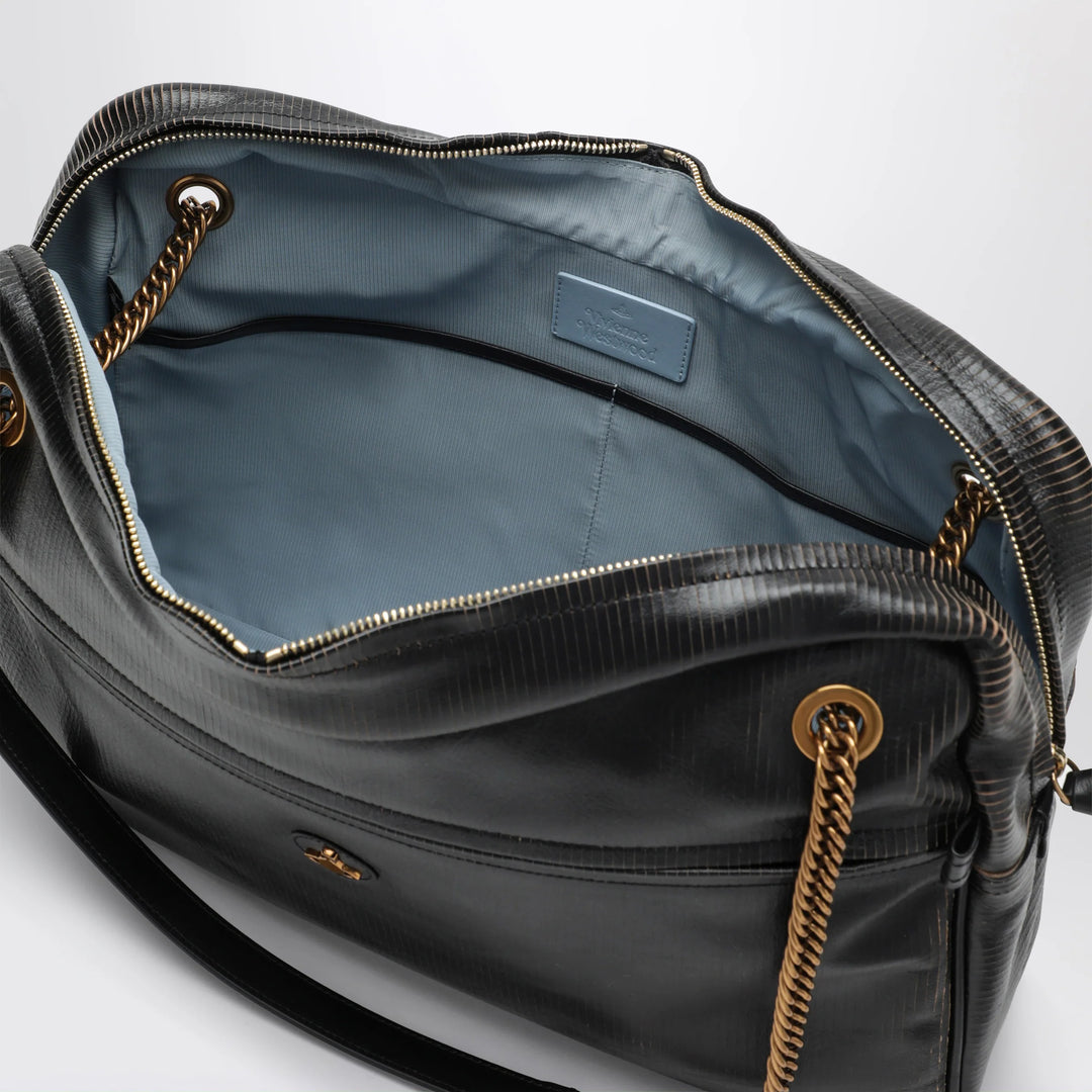 Vivienne Westwood - Dolce Large shoulder bag in textured calf leather black/beige