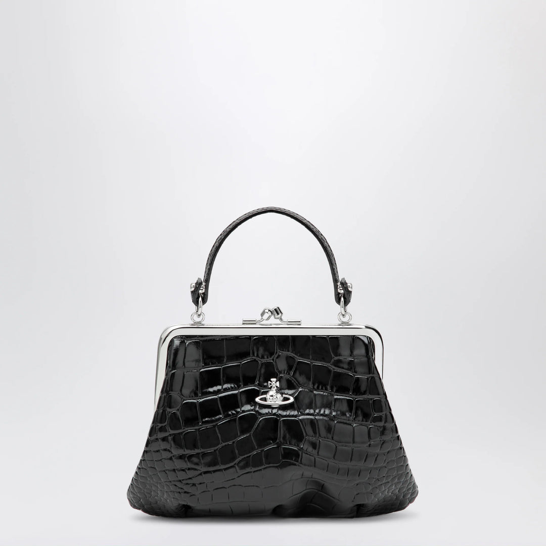 Vivienne Westwood - Granny Frame purse in croc-embossed black leather