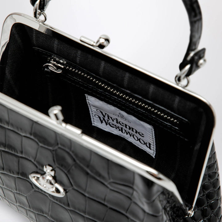 Vivienne Westwood - Granny Frame purse in croc-embossed black leather