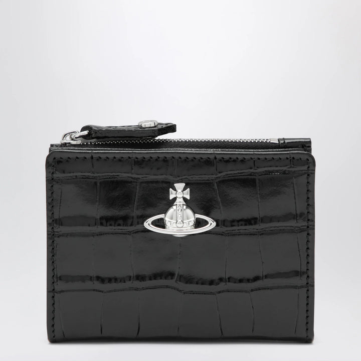 Vivienne Westwood - Slim Flap crocodile-embossed leather card holder, black