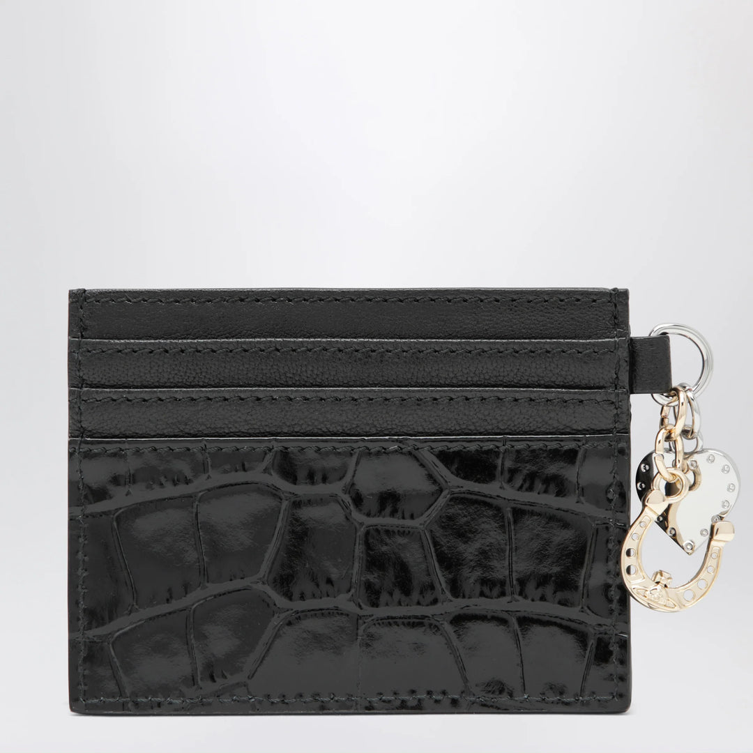 Vivienne Westwood - Croc-embossed leather card holder with charms, black