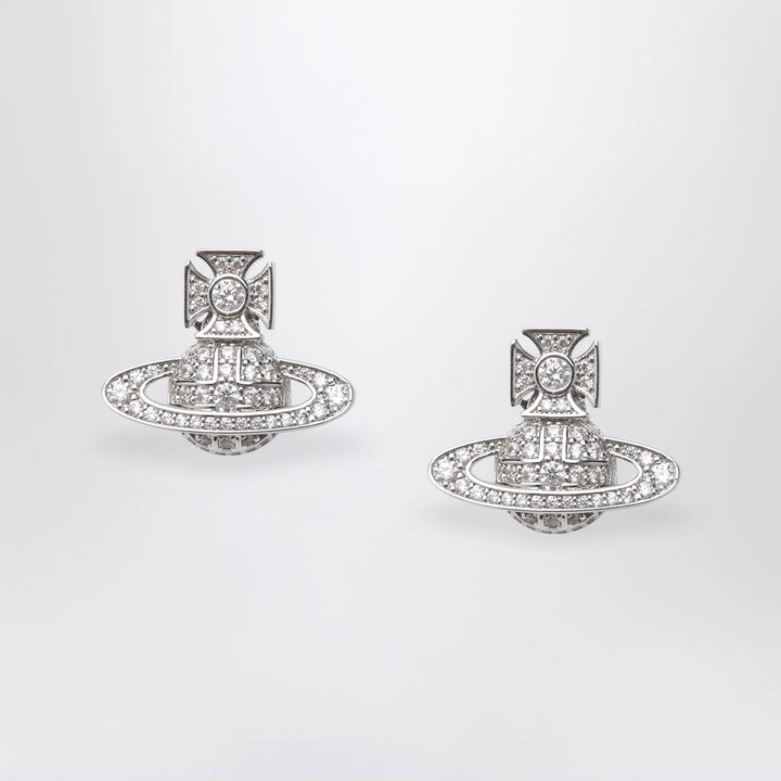 Vivienne Westwood - Platinum-Tone Metal Orb Earrings with Crystals