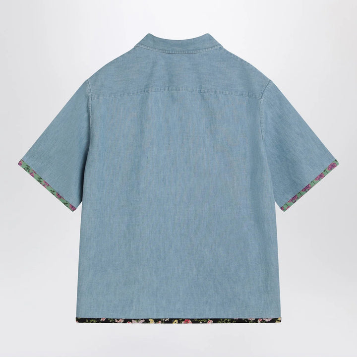 Valentino - Denim shirt with floral trims