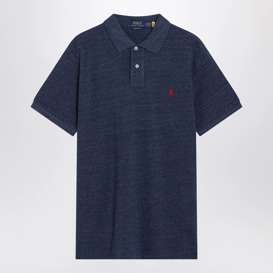 Polo Ralph Lauren - Navy mélange cotton Custom Slim-Fit polo shirt