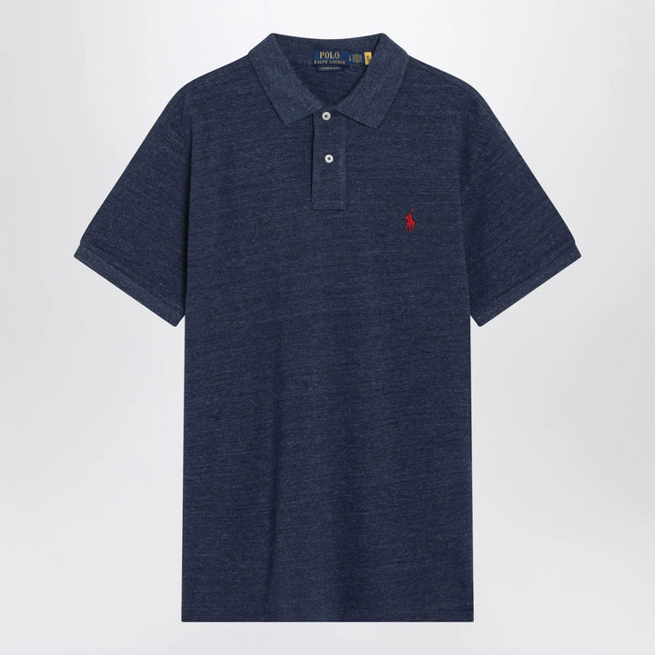 Polo Ralph Lauren - Navy mélange cotton Custom Slim-Fit polo shirt
