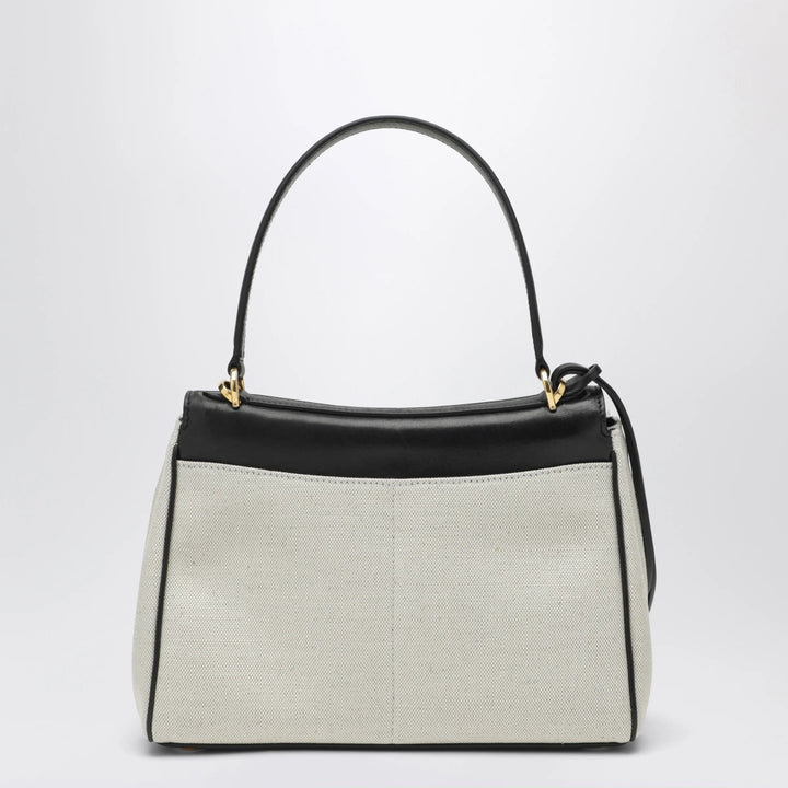 Balenciaga - Small Rodeo handbag in linen and lambskin, natural/black