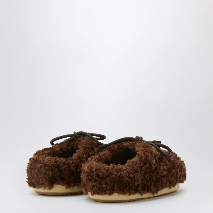 Moon Boot - Dark brown curly shearling mules