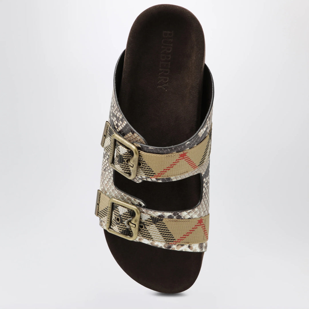 Burberry - Urchin sandals in leather with python print