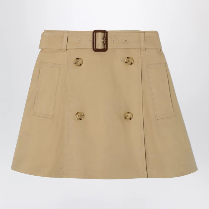 Burberry - Cotton twill trench skirt in sand beige