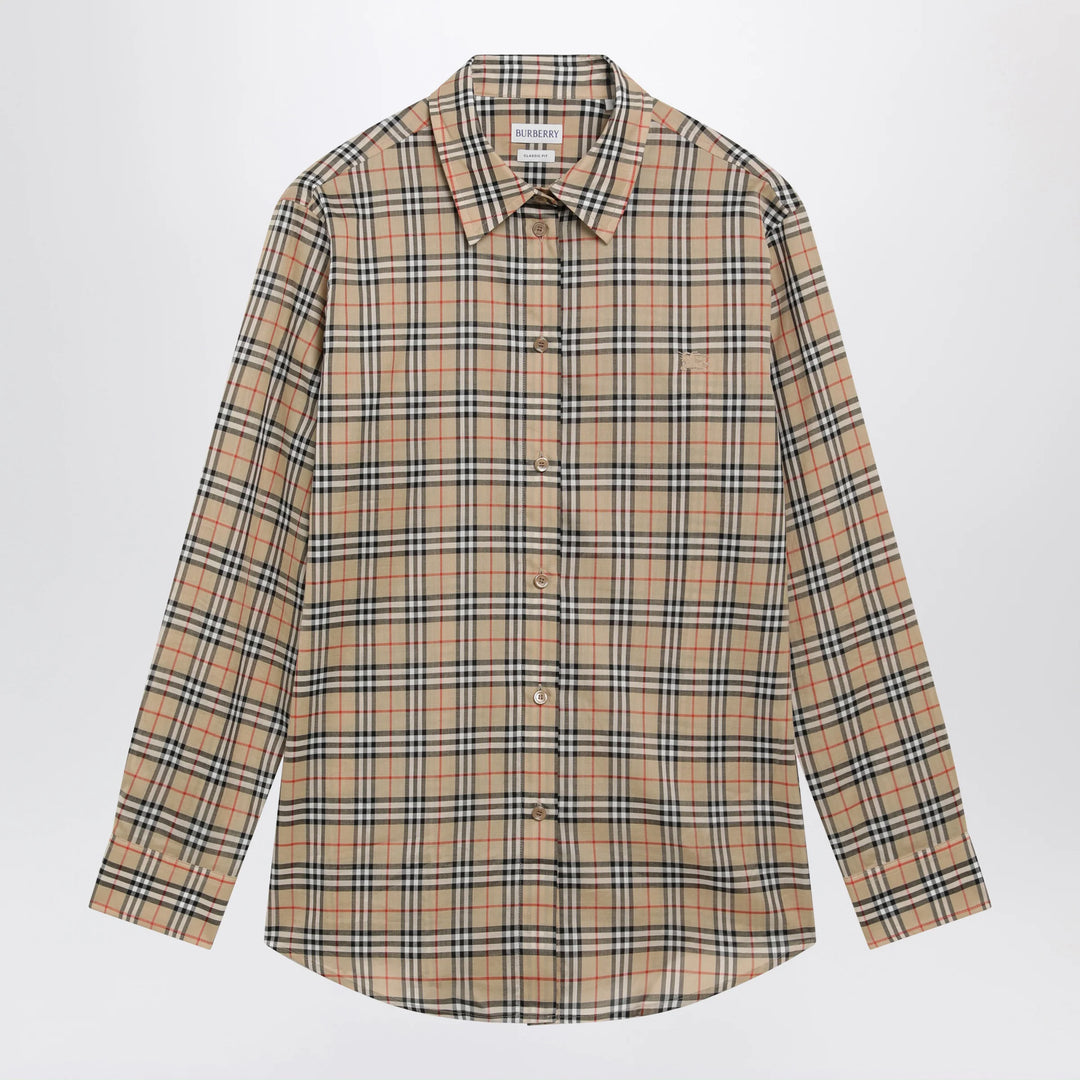 Burberry - Beige cotton shirt with Check pattern