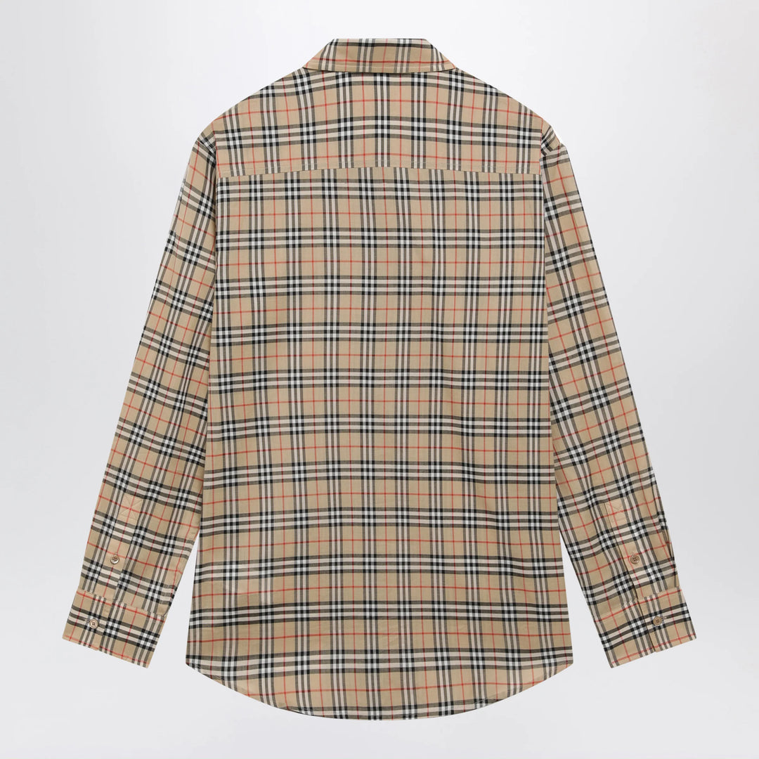 Burberry - Beige cotton shirt with Check pattern