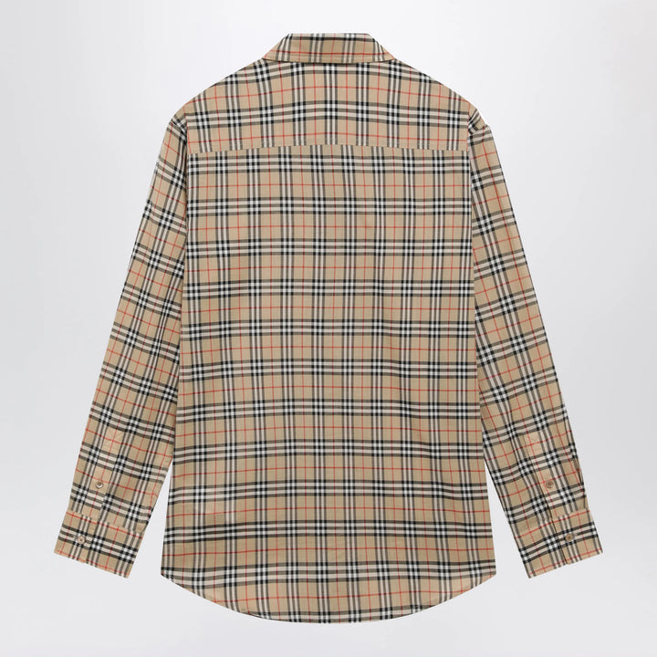 Burberry - Beige cotton shirt with Check pattern
