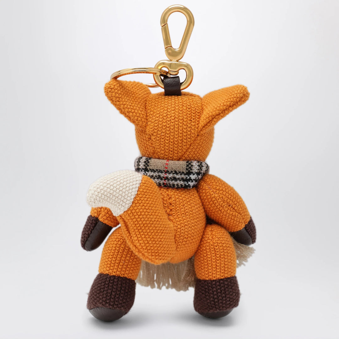 Burberry - Orange fox charm in knitted cotton