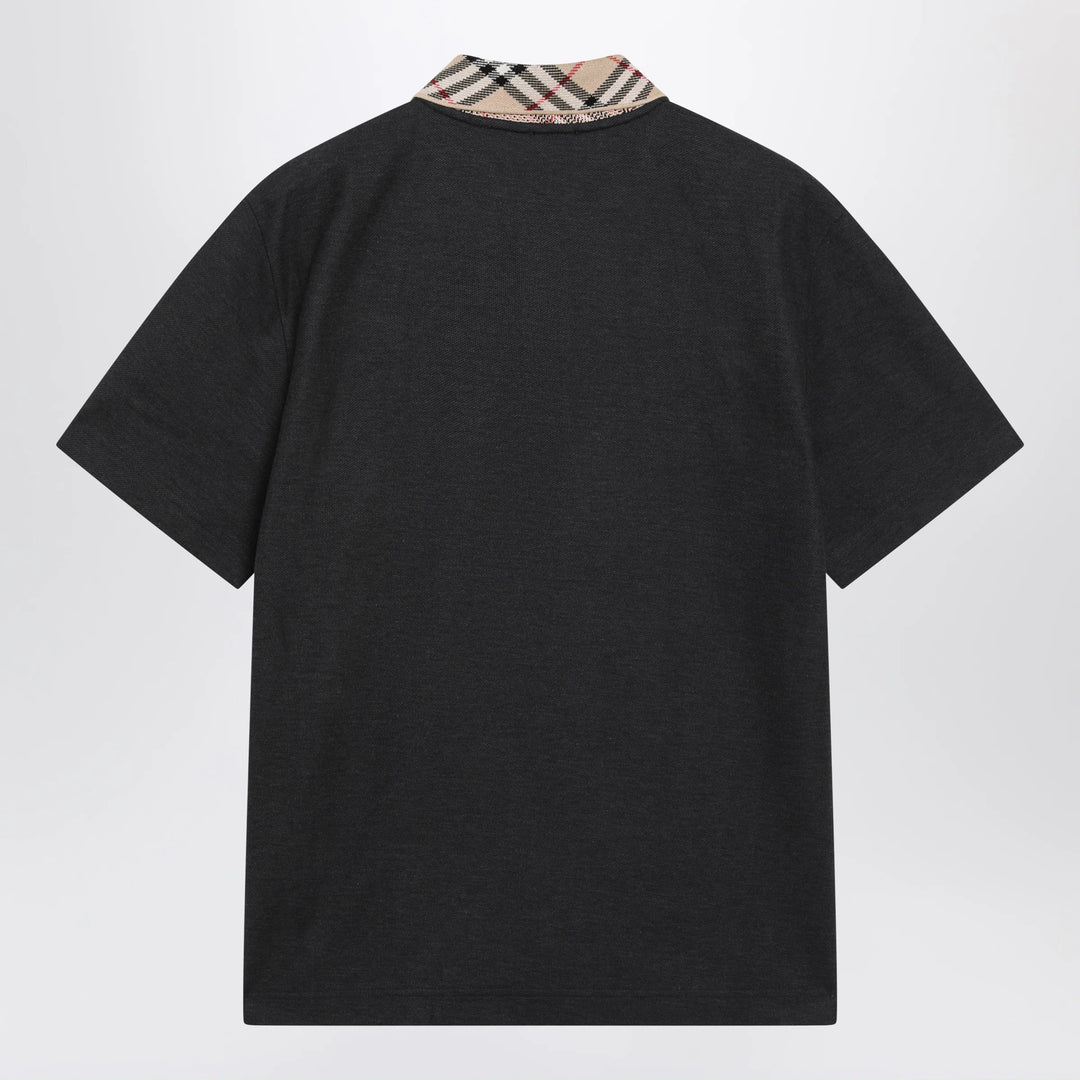 Burberry - Dark grey polo shirt with Check collar
