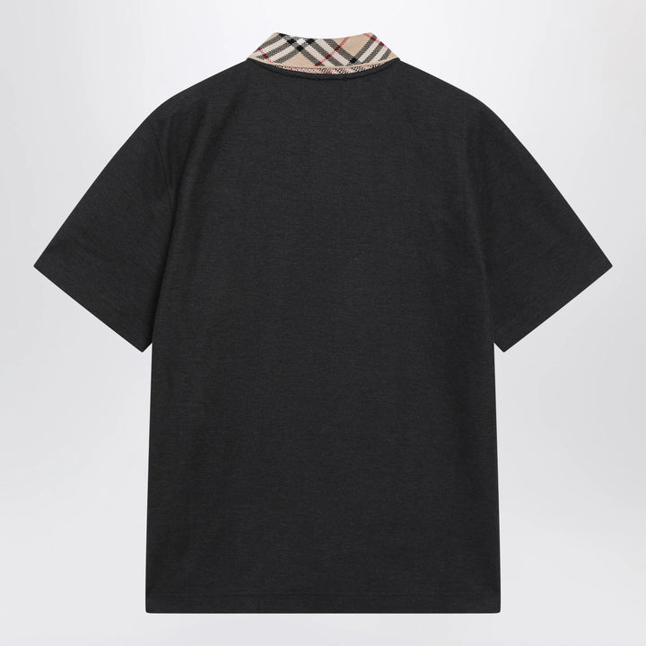 Burberry - Dark grey polo shirt with Check collar