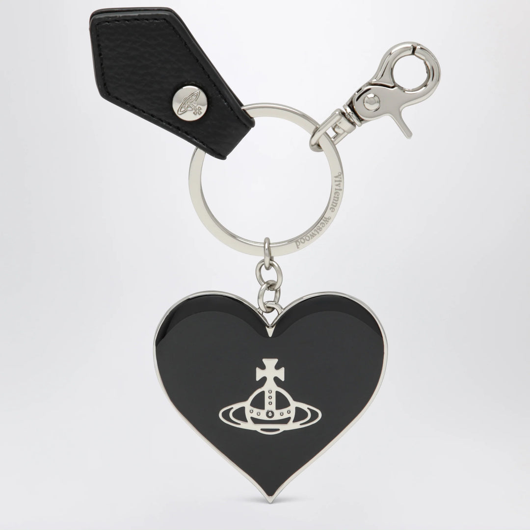 Vivienne Westwood - Mirror Heart Orb heart keyring in iron, black