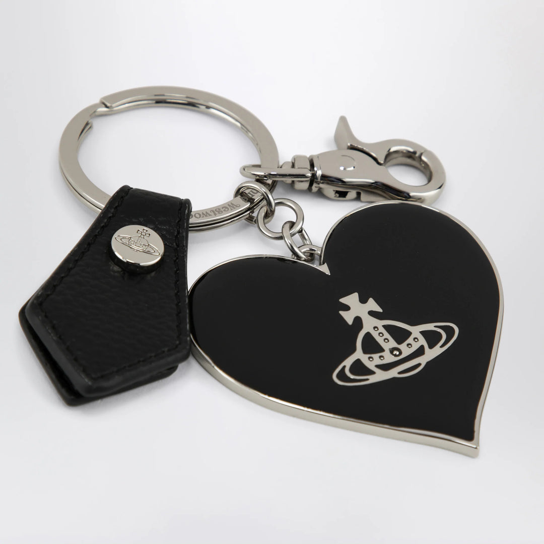 Vivienne Westwood - Mirror Heart Orb heart keyring in iron, black
