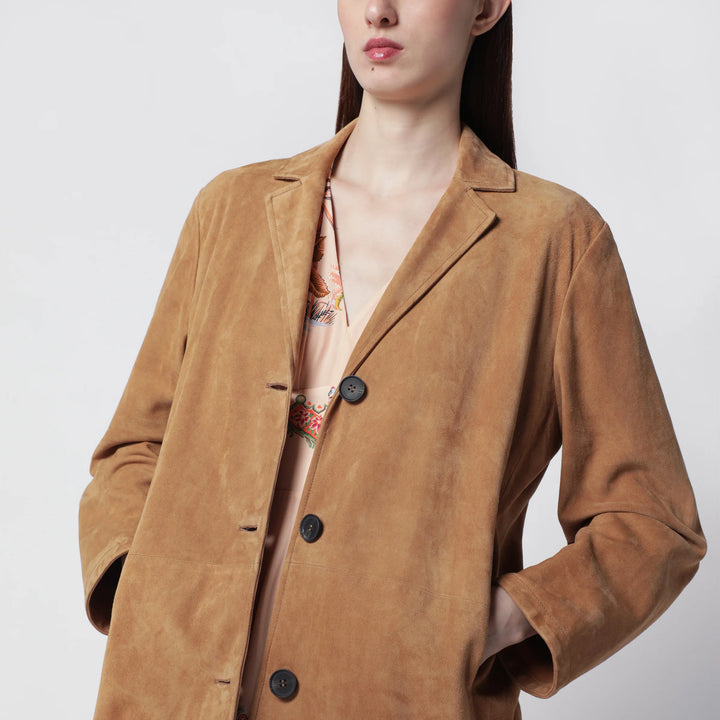 Sword 6644 - Brown long suede leather jacket