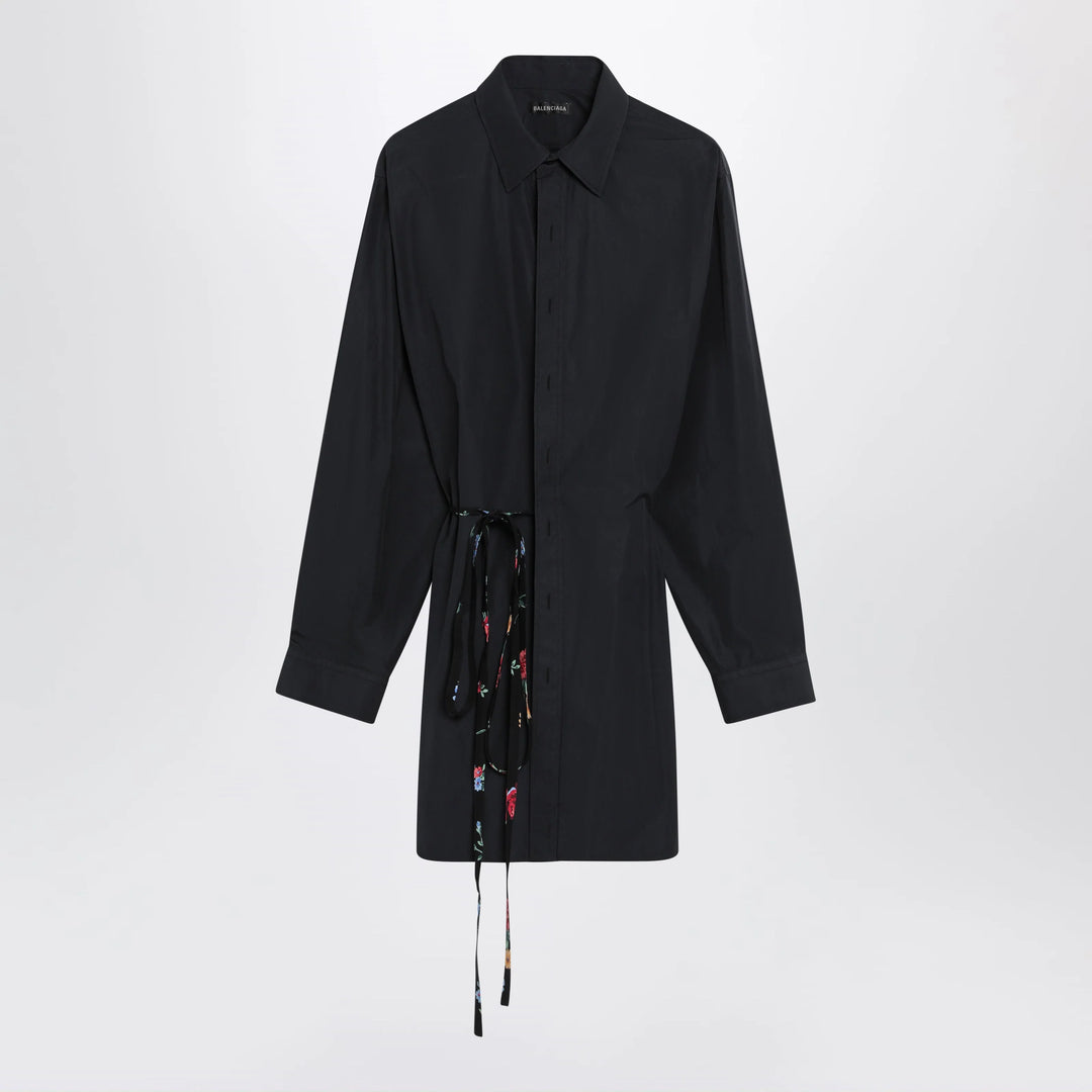 Balenciaga - Short dress with floral waist belt