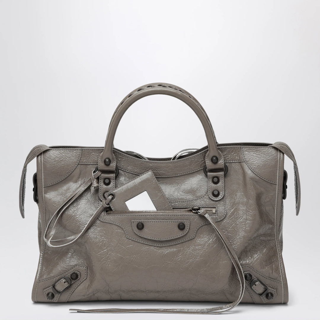 Balenciaga - Le City medium handbag in dark walnut leather