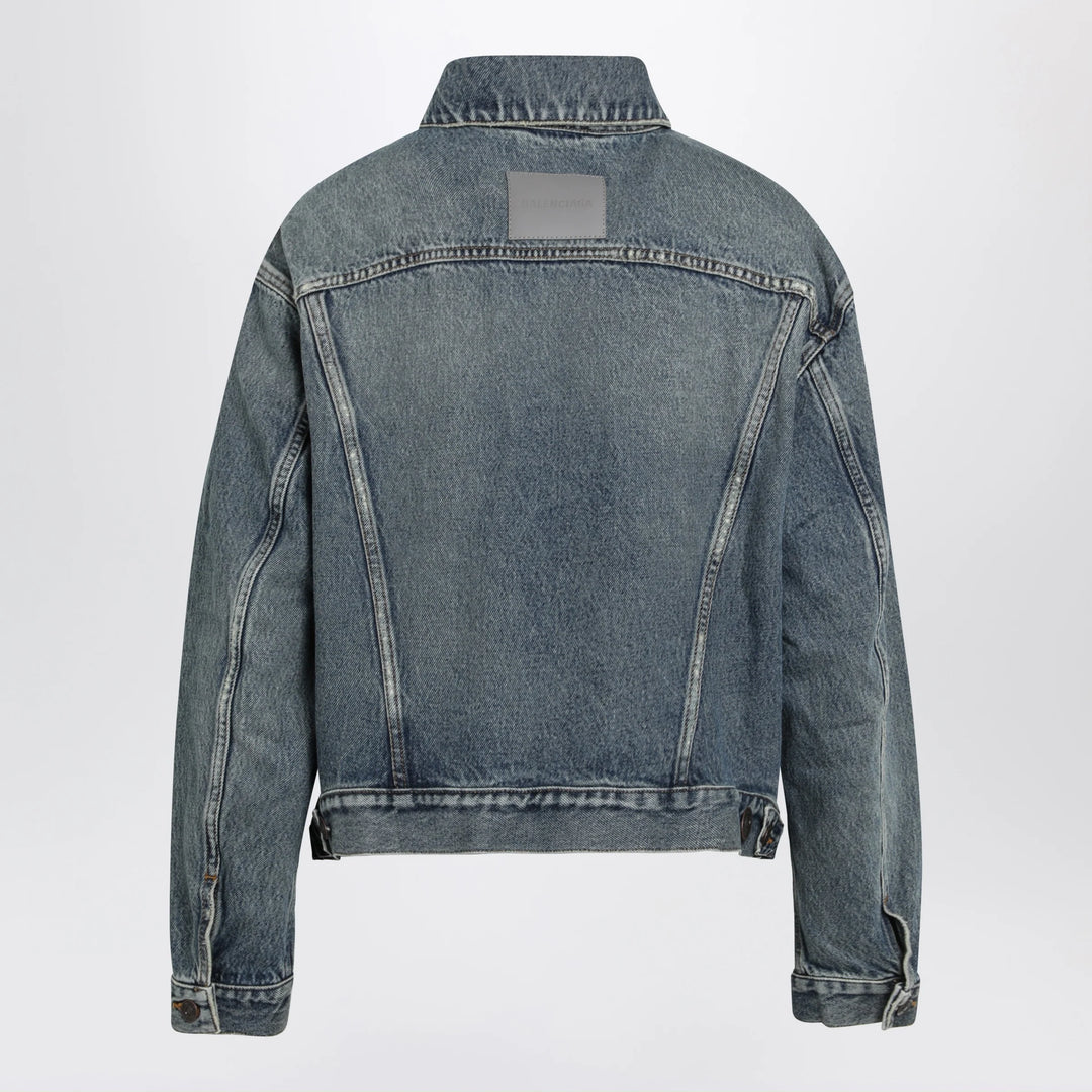 Balenciaga - Kick cotton denim jacket in dirty vintage blue