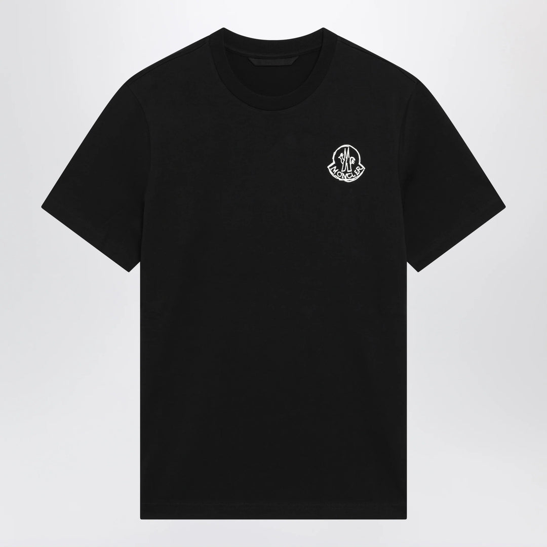 Moncler - Black Cotton Jersey T-Shirt with Logo Patch