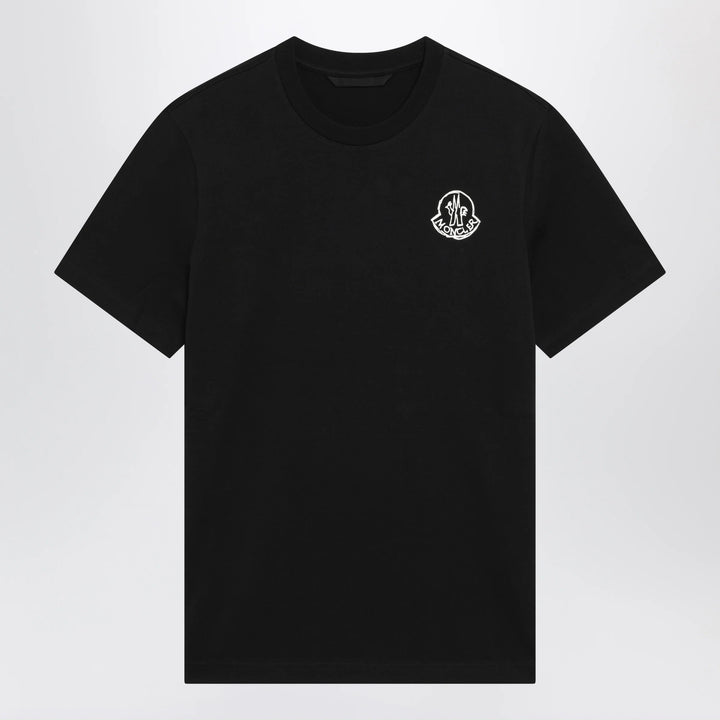 Moncler - Black Cotton Jersey T-Shirt with Logo Patch