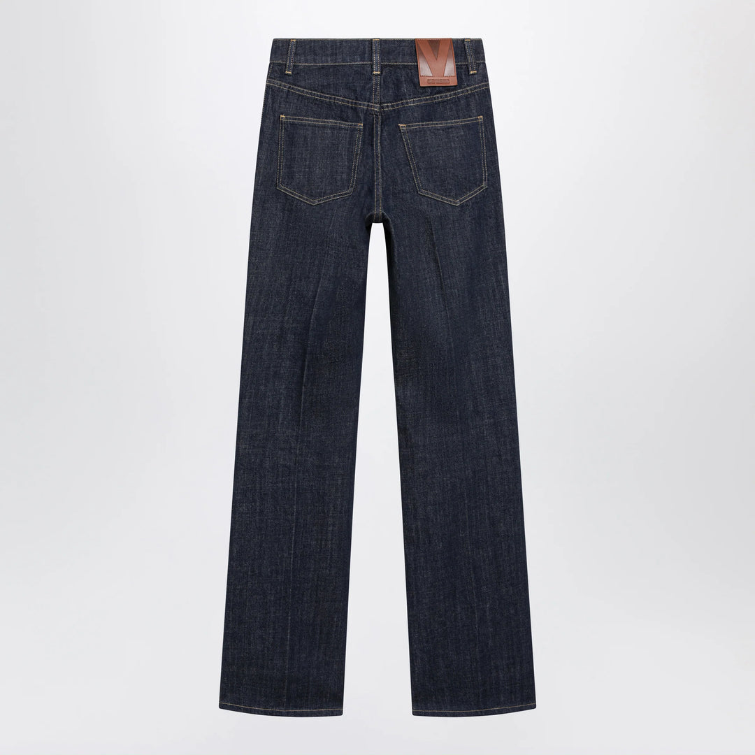 Valentino - Cotton denim pants with logo buttons, medium blue