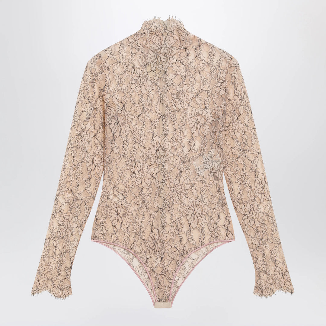 Valentino - Nude rebrodé lace bodysuit