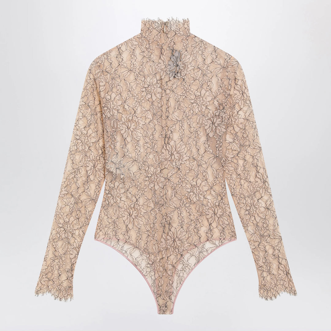 Valentino - Nude rebrodé lace bodysuit