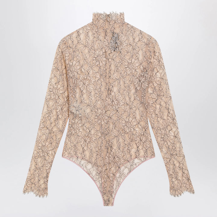 Valentino - Nude rebrodé lace bodysuit