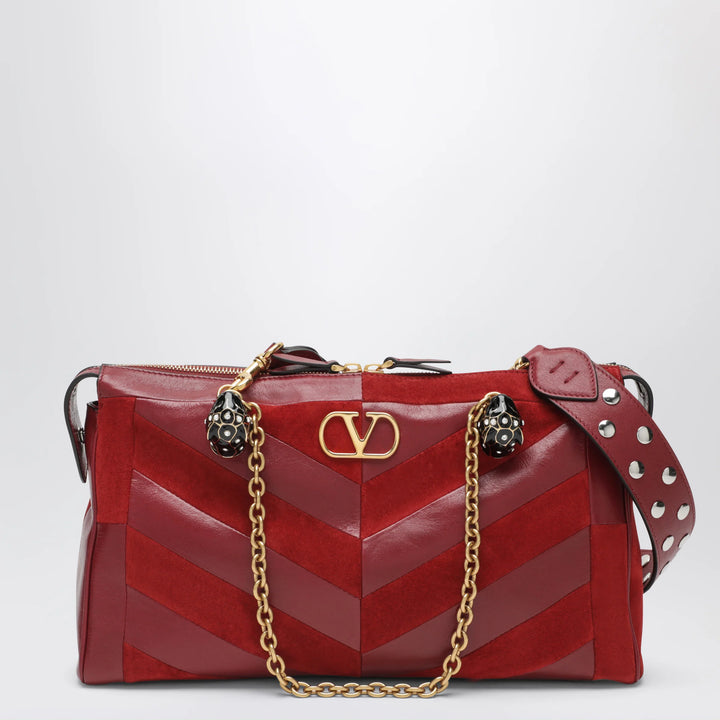 Valentino Garavani - Medium Panthea shoulder bag in suede and nappa leather with Chevron pattern