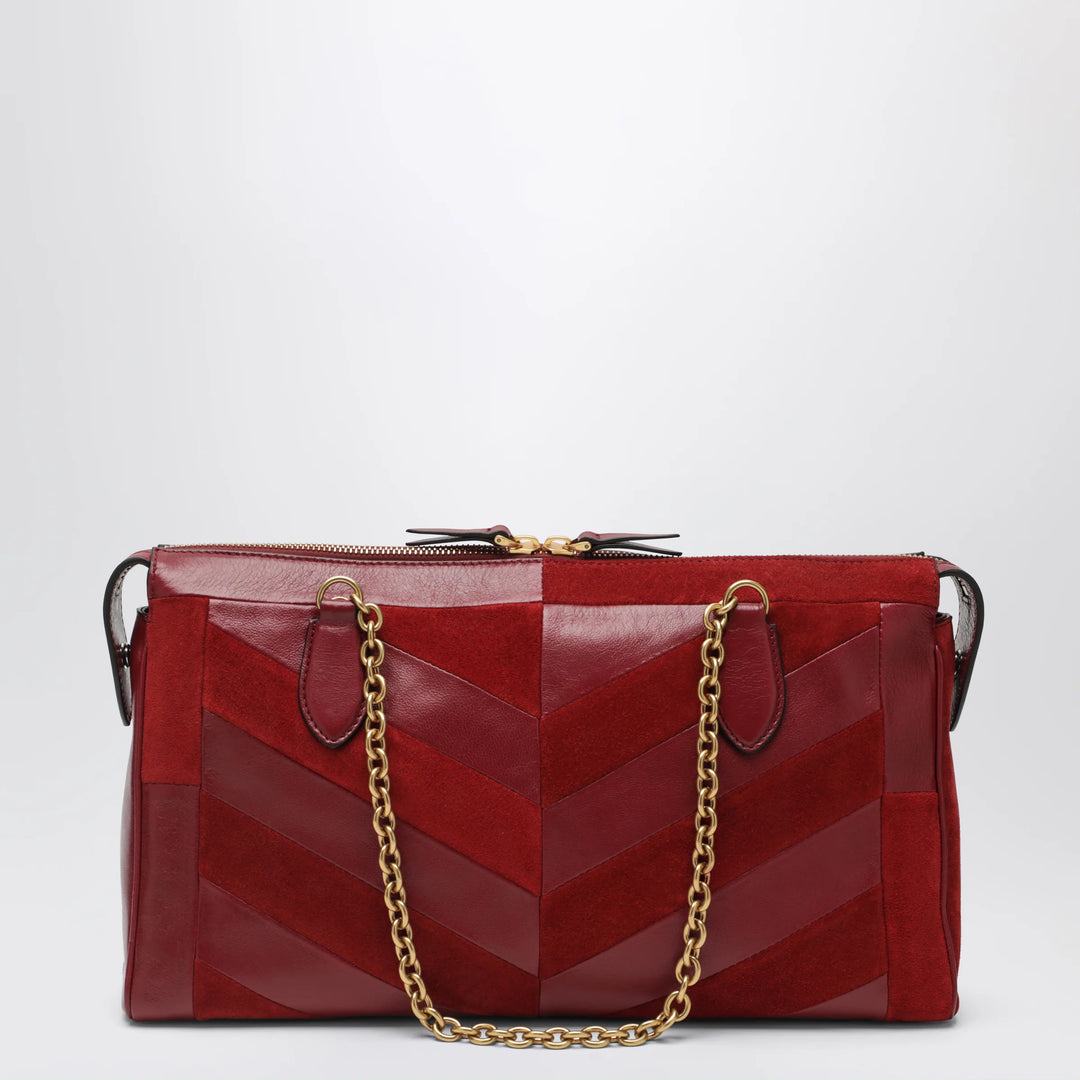 Valentino Garavani - Medium Panthea shoulder bag in suede and nappa leather with Chevron pattern