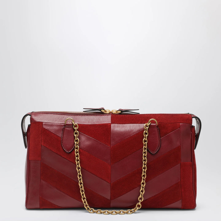 Valentino Garavani - Medium Panthea shoulder bag in suede and nappa leather with Chevron pattern