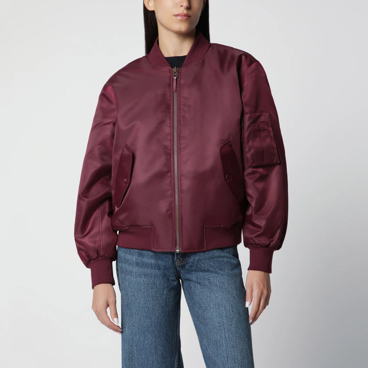 ANINE BING - Leon zip-up bomber jacket in burgundy