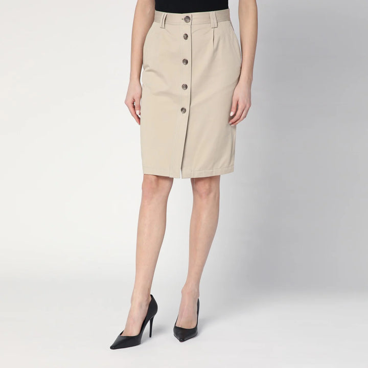 ANINE BING - Beige buttoned pencil skirt