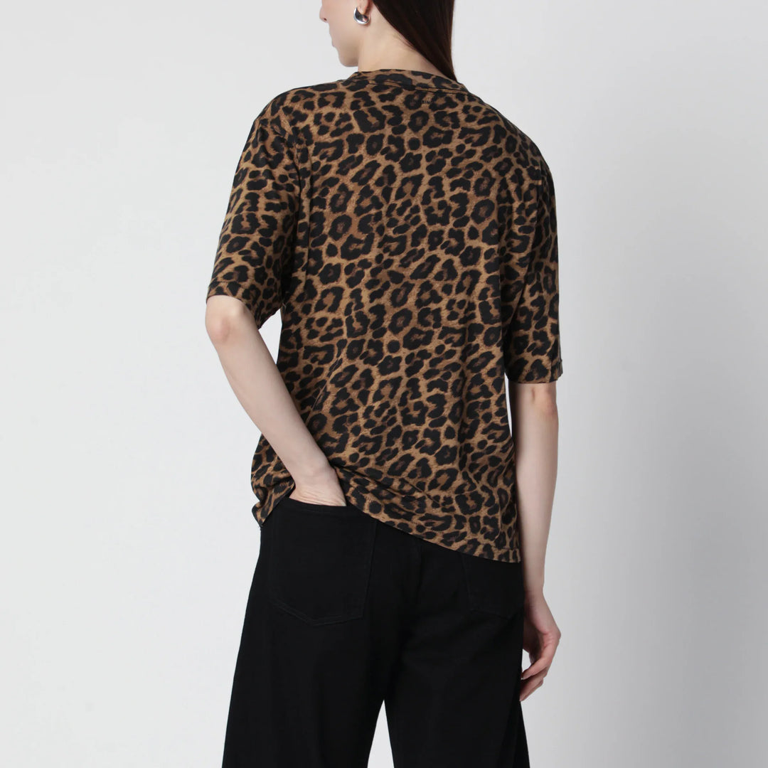 ANINE BING - Avi leopard print cotton T-shirt