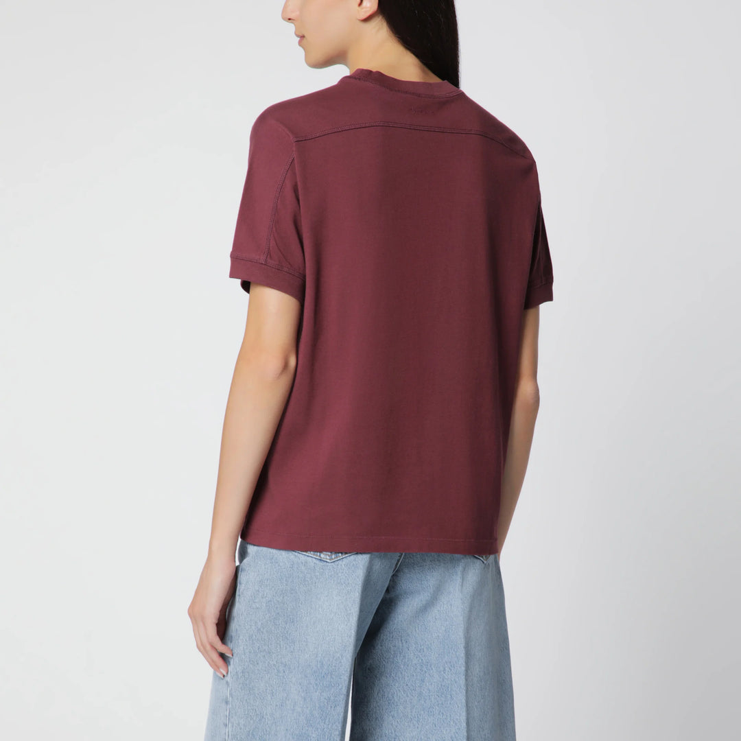 ANINE BING - Burgundy logo-print T-shirt