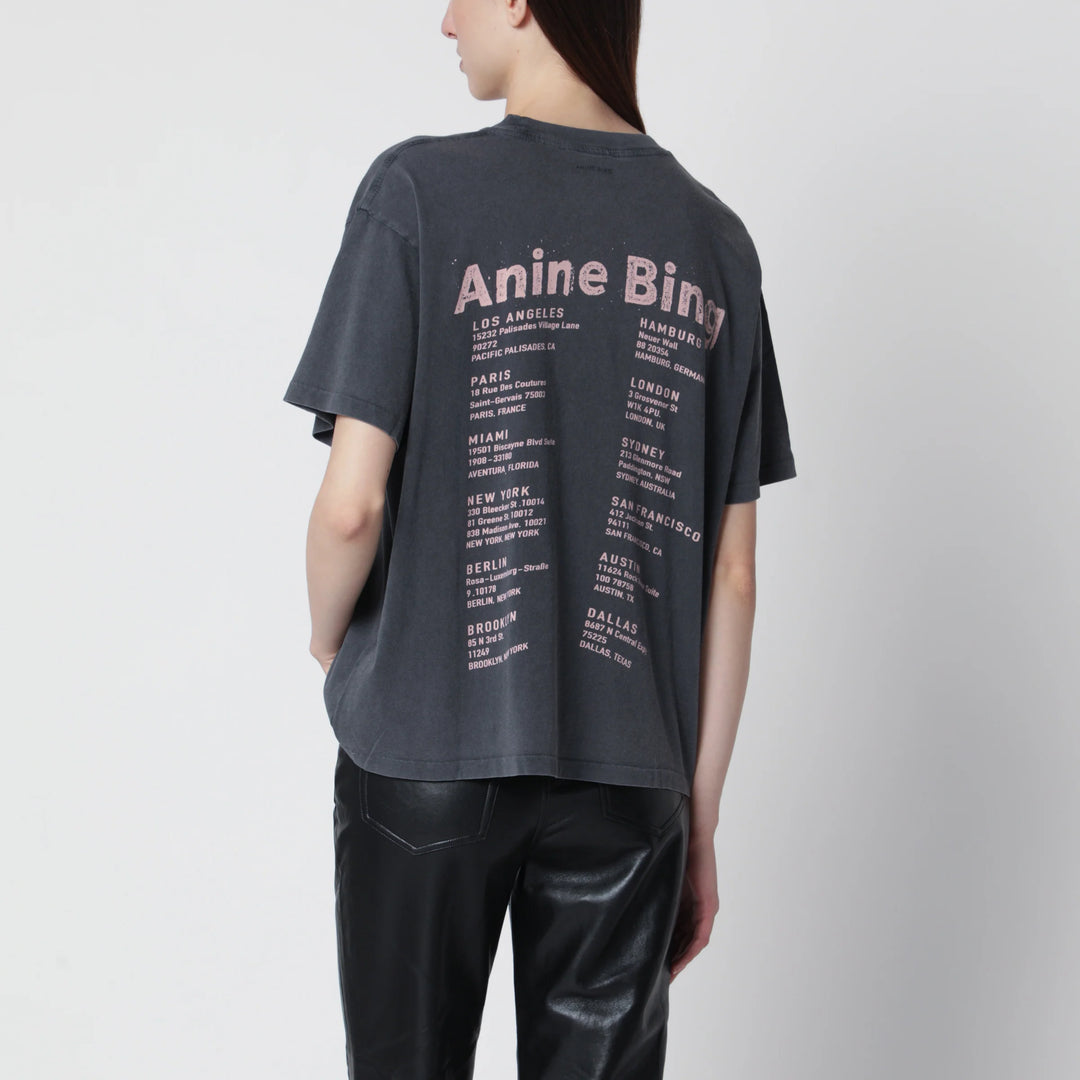 ANINE BING - Cade Tee Smiley graphic cotton T-shirt in Washed Grey