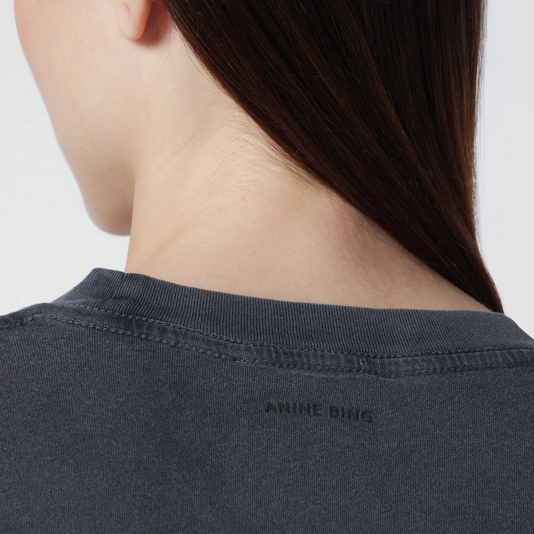 ANINE BING - Cade Tee Smiley graphic cotton T-shirt in Washed Grey
