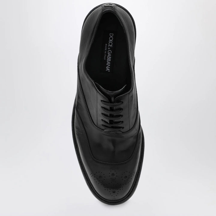 Dolce&amp;Gabbana - Washed black calfskin lace-up shoe