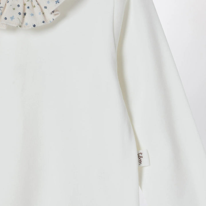 Teddy &amp; Minou - White bodysuit with neckline and floral print