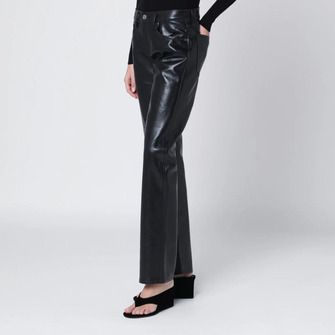 AGOLDE - Black faux leather trousers Low Rise Slim