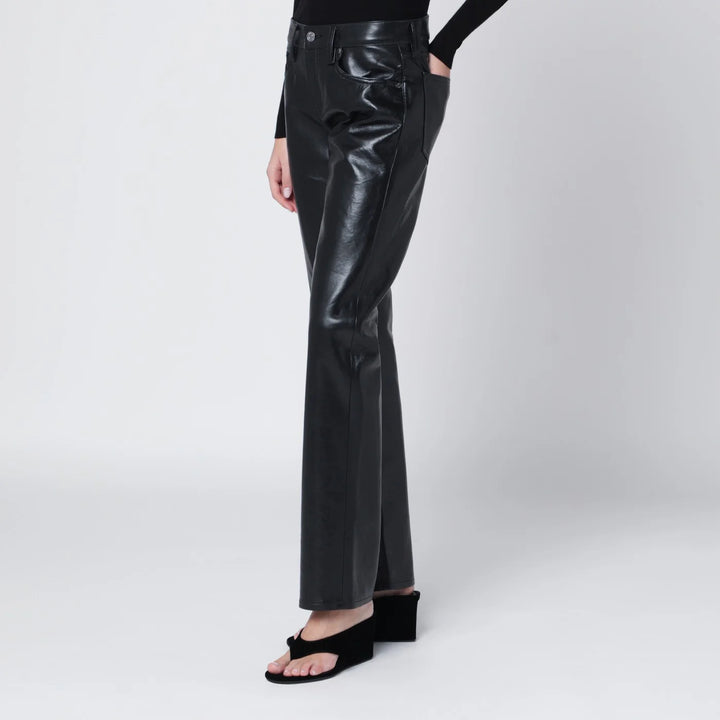 AGOLDE - Black faux leather trousers Low Rise Slim