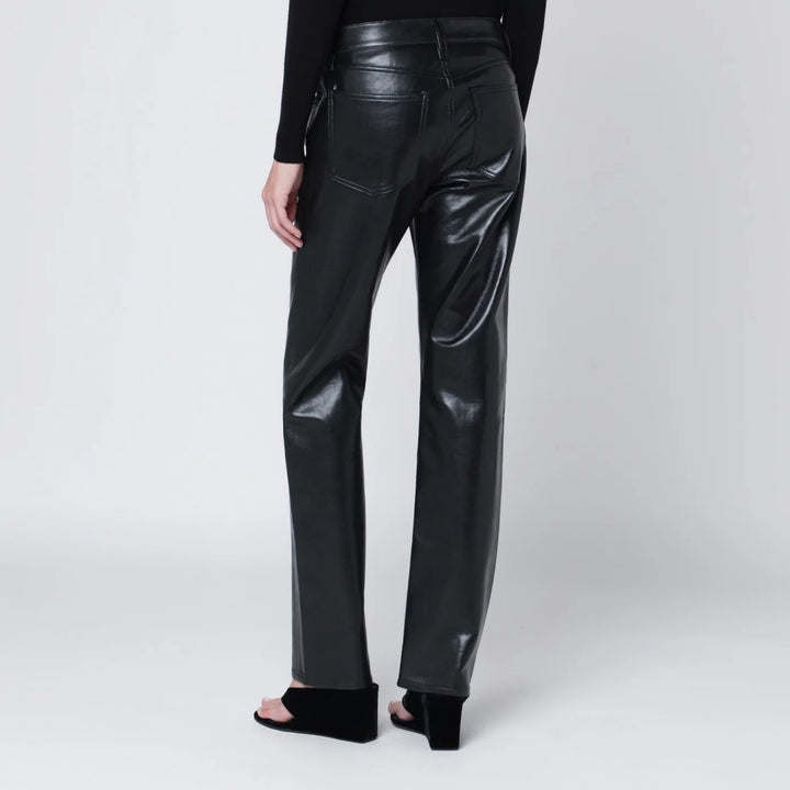 AGOLDE - Black faux leather trousers Low Rise Slim