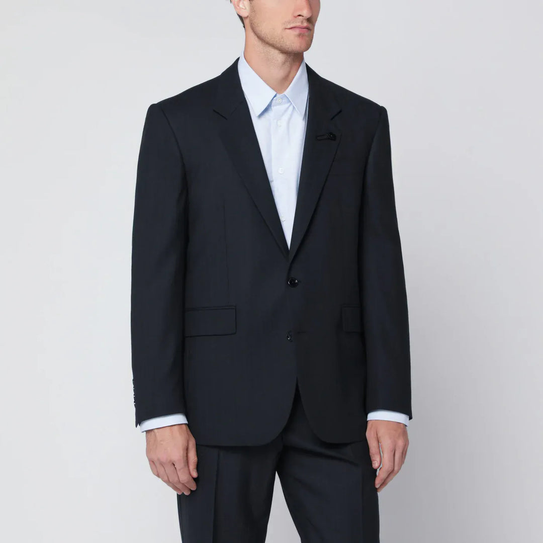 Lardini - Single-breasted blue wool blend jacket