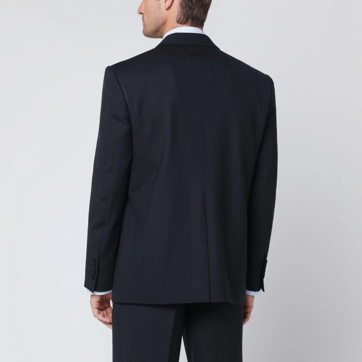 Lardini - Single-breasted blue wool blend jacket