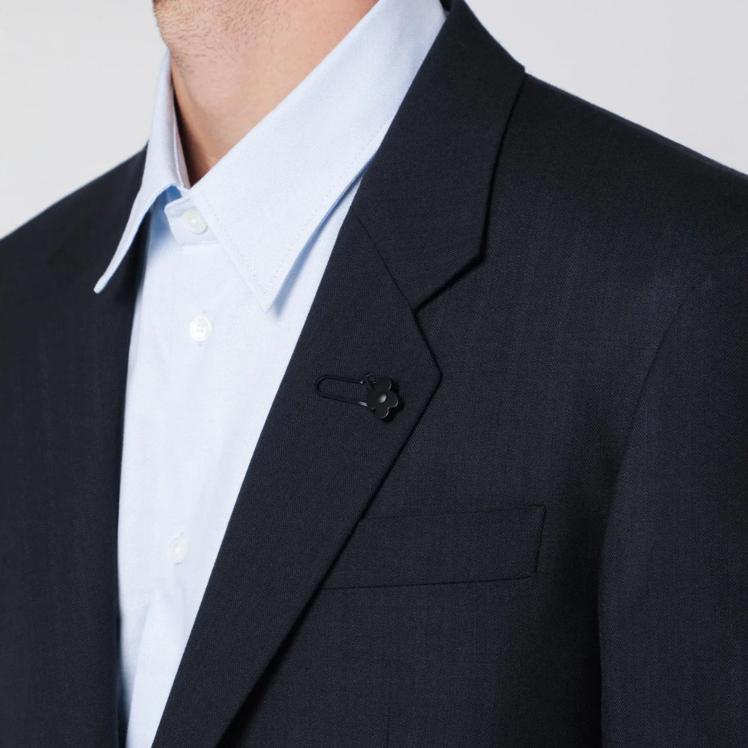 Lardini - Single-breasted blue wool blend jacket