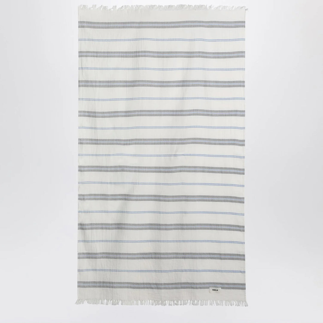 Tekla - White beach towel with striped pattern
