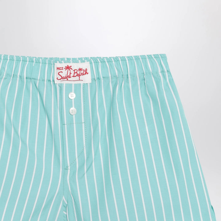 MC2 Saint Barth - Aqua green striped cotton Shorts